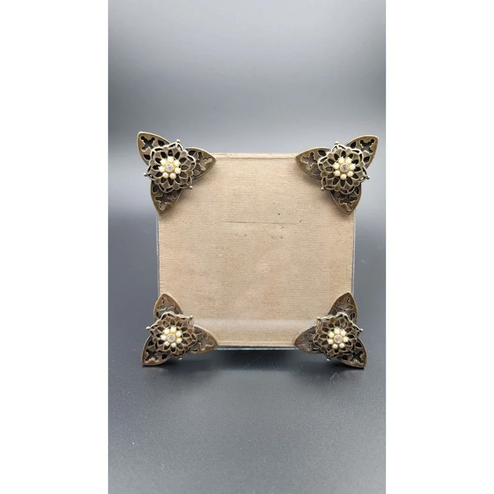 Art Deco Trinket‎ Style Picture Frame Silver Rhinestone 4x4 Whimsical Fairy